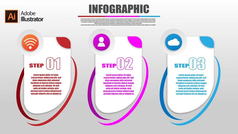 create Infographic 3 Step simple - illustrator tutorial
