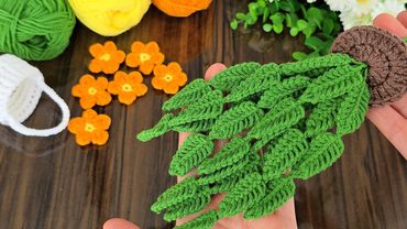 Crochet Leaf Basket Tutorial 🌿 | Easy Leaf Pattern + Flower Motif 🧶