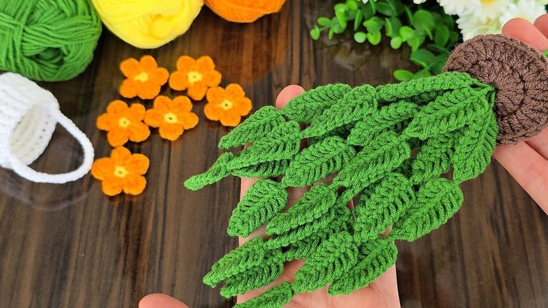 Crochet Leaf Basket Tutorial 🌿 | Easy Leaf Pattern + Flower Motif 🧶