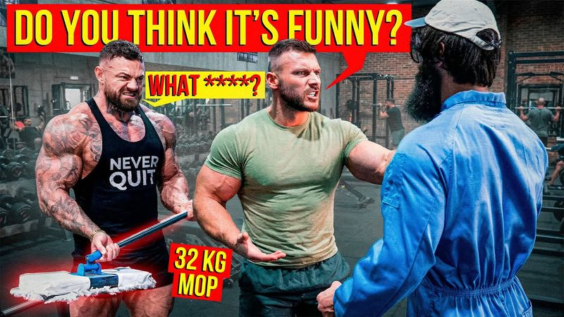 The Cleaner was SCARED | Aggressive bodybuilder vs 32KG MOP GYM PRANK