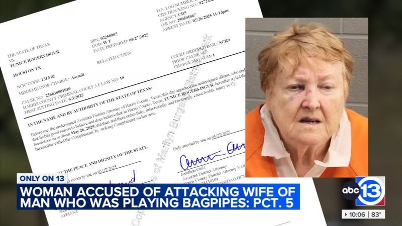 Woman accused of attacking wife of man who was playing bagpipes in W. Houston, authorities say