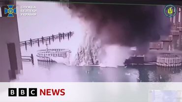 Russian-built Crimea bridge hit with underwater explosives, Ukraine says | BBC News