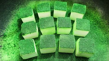 The Ultimate Powdery Fresh Cubes Crush With Neon Green Toppings • Oddly Satisfying • Gymchalk ASMR 💚