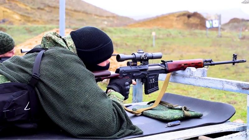 Russian Soldiers Train on Upgraded "SVD 'Dragunov' Sniper Rifle."