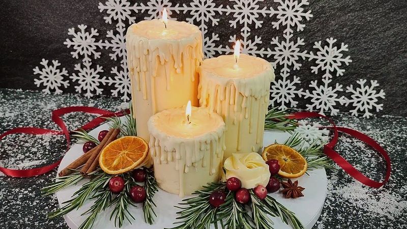 کیک کریسمس "سوزاندن شمع"! آسان است! دستورالعمل های دقیق مونتاژ و تزئین!