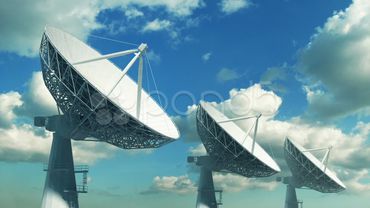 Array Of Satellite Dishes. Stock Footage