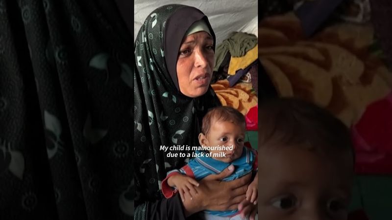Gaza mother forced to feed baby boiled water amid dire shortages | AFP #shorts