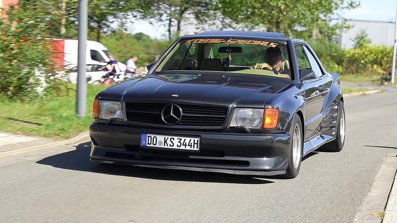 Classic Cars leaving Youngtimer Show Zeche Ewald 2025- Rieger Golf 1, Manta B, Dino 308, 3.0 CSL..