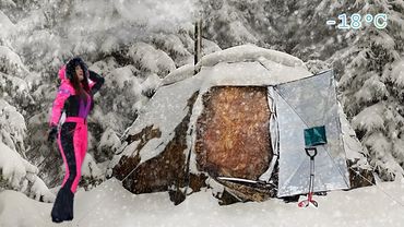 Winter Camping in a Snow Storm with Hot tent & Wood stove Alone ❄️ ASMR