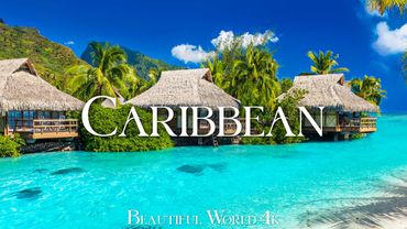فیلم طبیعت بدون سرنشین Caribbean 4K - موسیقی پیانو آرام - ساحل زیبا
