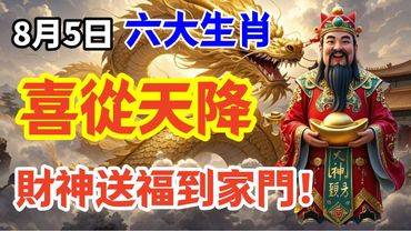 千萬別錯過！8月5日六大生肖喜從天降，財神送福到家門！