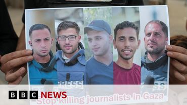 Protests over Israel's killing of journalists in Gaza | BBC News