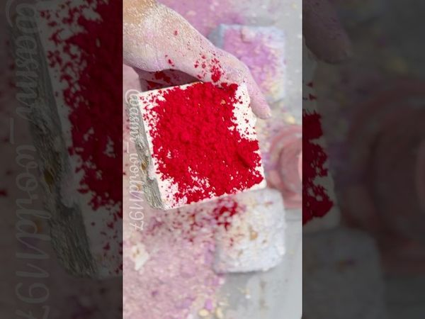 Red Holi Block #rainbowsoap #oddlysatisfying #soap #crunchycrumbles #relax #crushingtime #satisfying