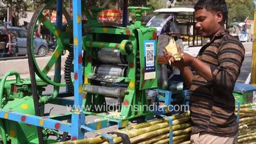 Sugarcane Juice Cart near Prem Mandir during Holy festival Vrindavan Uttar Pradesh