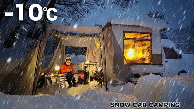 کمپینگ برفی در چادر / کوه برفی متروک در دمای منفی 10 درجه سانتیگراد /ASMR / آرامش