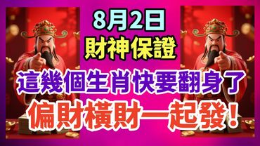8月2日，財神保證，這幾個生肖快要翻身了 偏財橫財一起發！#生肖 #十二生肖 #運勢 #生肖運勢 #玄學 #風水 #命理