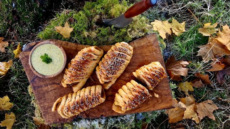 How To Make Your Own Crispy and Soft Sausage roll, of course on a campsite(ASMR, Relaxing Sounds)