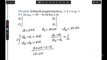 Arifmetik progressiya Testlar tahlil
