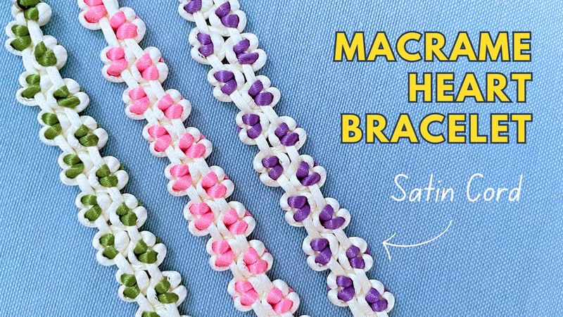 💕 DIY Macrame Heart Bracelet for Valentine's Day | Easy Satin Cord Bracelet