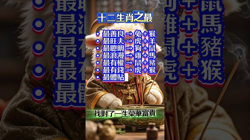 十二生肖之最, 找對了一生榮華富! #生肖  #運勢  #玄學 #風水