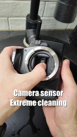 Washing camera sensor with tap water and dish soap.  #dslr #camera #s...
