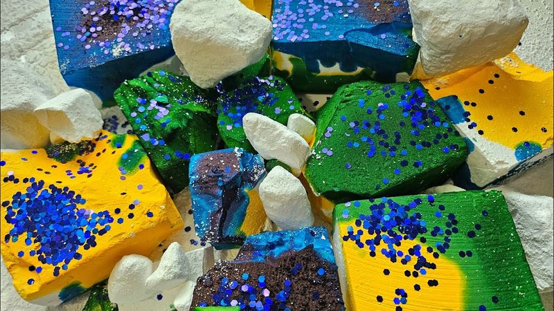 Sample Chunks 1 with Dyed Gym Chalk Blocks ♡ ASMR ♡ Oddly Satisfying