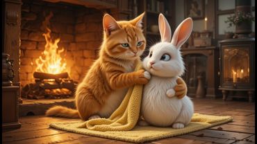 Sweet Cat Cooks for His Bunny Friend! 🐱🍲🐰  #CatCookingFood #CutePets #FunnyAnimals
