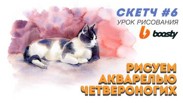 Рисуем четвероногих акварелью. Скетч 6 / Урок Boosty