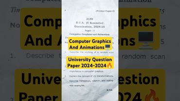 Computer Graphics And Animations|| BCA 5th Semester Question Paper 2024-2025 #bcaexams