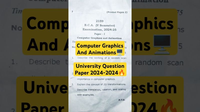 Computer Graphics And Animations|| BCA 5th Semester Question Paper 2024-2025 #bcaexams