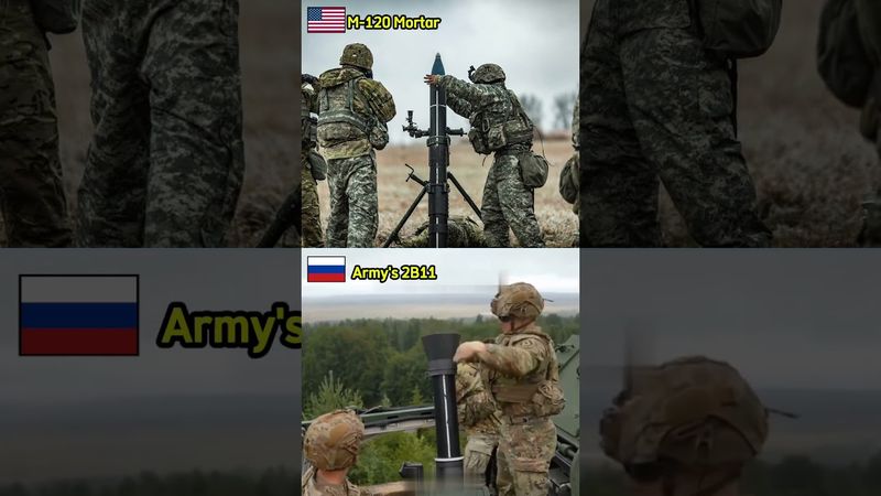 🇺🇸 M120 Mortar vs 🇷🇺 2B11 Mortar – Which weapon is more powerful! #shorts #military  #warzone