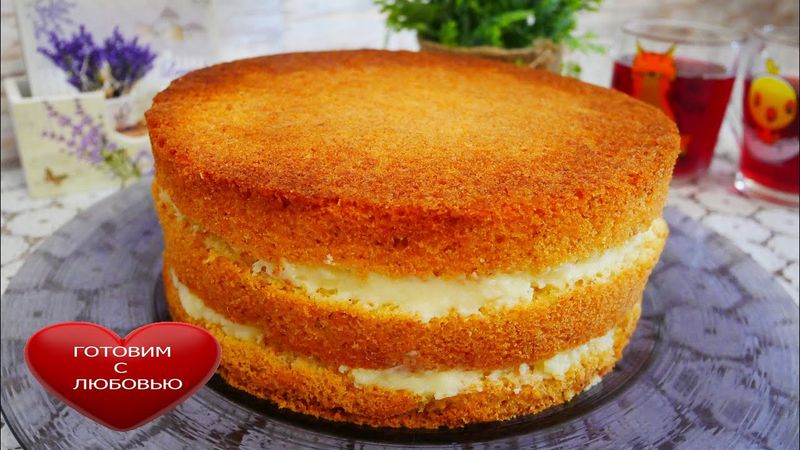 БИСКВИТНЫЙ торт с ароматом АПЕЛЬСИНА и ЗАВАРНЫМ кремом.ПОЛУЧАЕТСЯ ВСЕГДА.Недорогой Вкусный торт