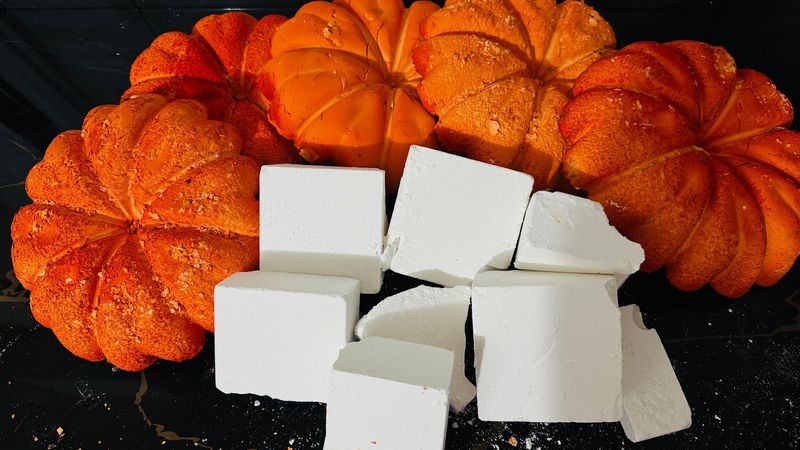 Fresh Plain Soft Gym Chalk Crush ASMR | Orange Dyed Pumpkin | Oddly Satisfying