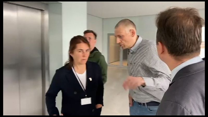 Freed Belarus opposition leader speaks with staff from his wife's office in Lithuania | AFP