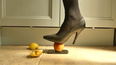 Heels Crush Apples on an Android Phone