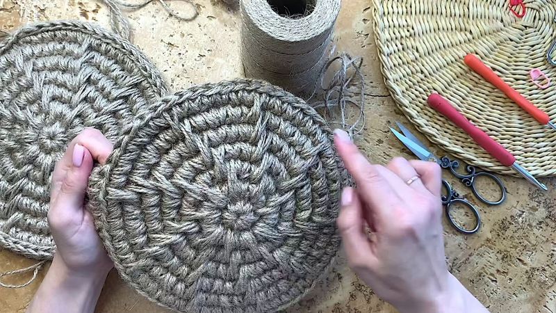 Второй ряд боковой стеночки; связываем половинки в единое изделие