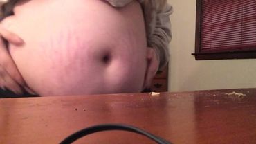 Dropping my huge fat belly on the counter