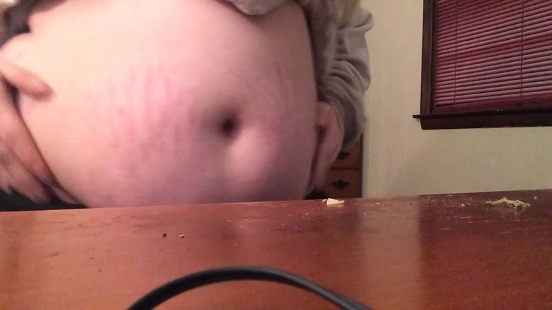 Dropping my huge fat belly on the counter
