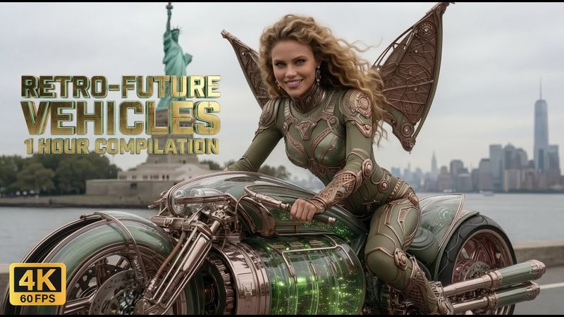 RETRO FUTURE 1 HOUR VEHICLE COMPILATION (17 Short Films) Steampunk Vehicles, AI Art, 4K