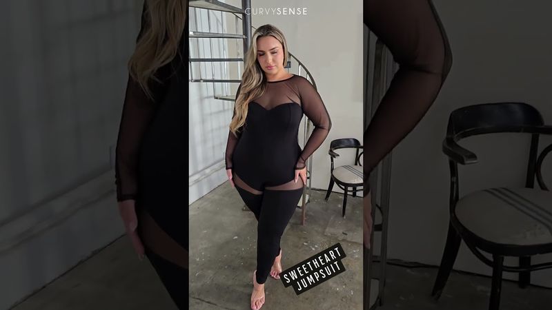 Curvy Sense - Sweetheart Mesh Jumpsuit