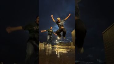 GIMME GIMME MORE x STEP ON UP! in the rain AGAINNNN 🤣 #dance #viral @zairayzabelle