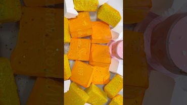 Yellow dyed blocks #crushingtime #oddlysatisfying #relax #rainbowsoap