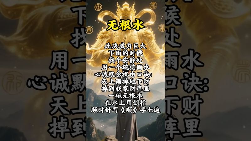 《祝願無根水》此法增財入庫！快接！轉發！功德無量！#祝由術 #祝由十三科 #願所有人平安健康 #國學文化 #道家文化 #入庫 #增財 #財源滾滾 #招財進寶 #發財 #聚財 #傳承文化 #民間傳說