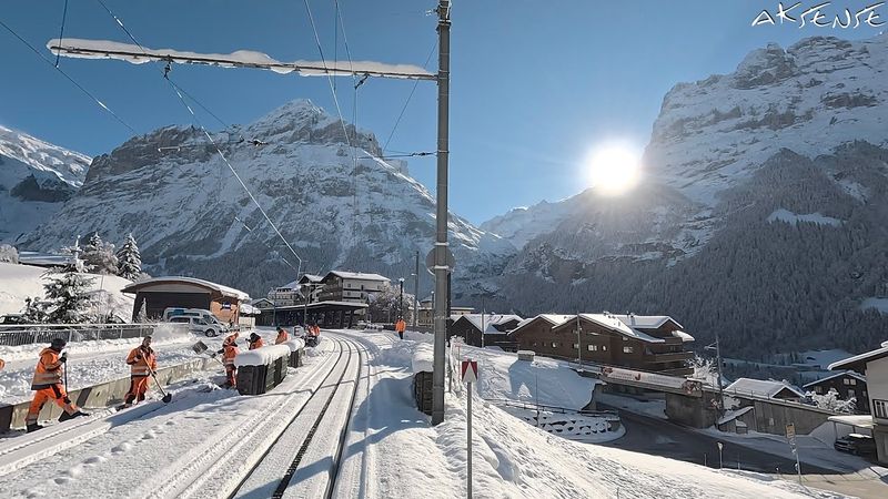 ❄️ Winter Cab ride - Interlaken to Grindelwald Switzerland | Train driver view | 4K 60p HDR