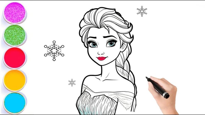 Cara Menggambar Elsa Frozen Mudah || Menggambar Putri Disney Elsa Langkah demi Langkah
