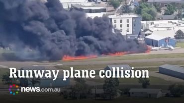 Small planes collide in Montana engulfing runway in flames