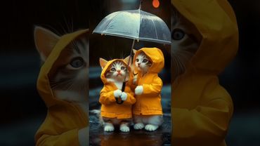 🌧️ Cute Cats in the Rain Wearing Adorable Raincoats – Meow Meow Sad Song 😿🎶