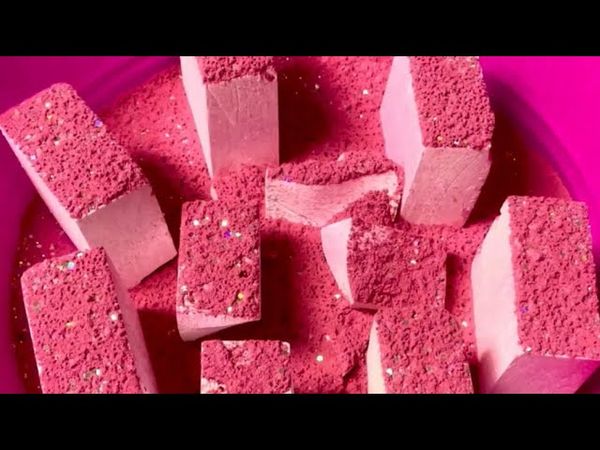 Pink Glittery Powder on Fresh Chalk