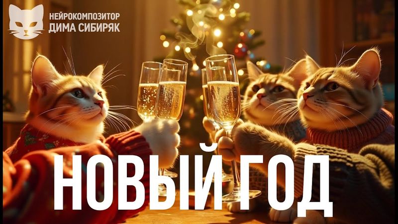 НОВЫЙ ГОД - Дима Сибиряк (ретро-стиль СССР) New Year USSR retro style. AI Music Video #cats #кошки