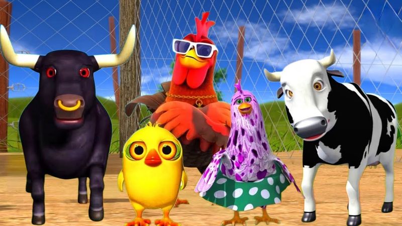 El Pollito pío 3d  el Toro y el Tractor de la Granja  -el Pollito y el Tractor de la Granja